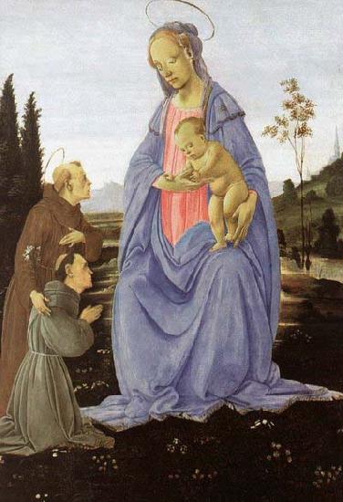 Fra Filippo Lippi Madonna with Child, St Anthony of Padua and a Friar before 1480 oil painting image